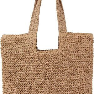 Straw Beach Tote Bag: Large Summer Boho Woven Bags - Rattan Handmade Shoulder Ha